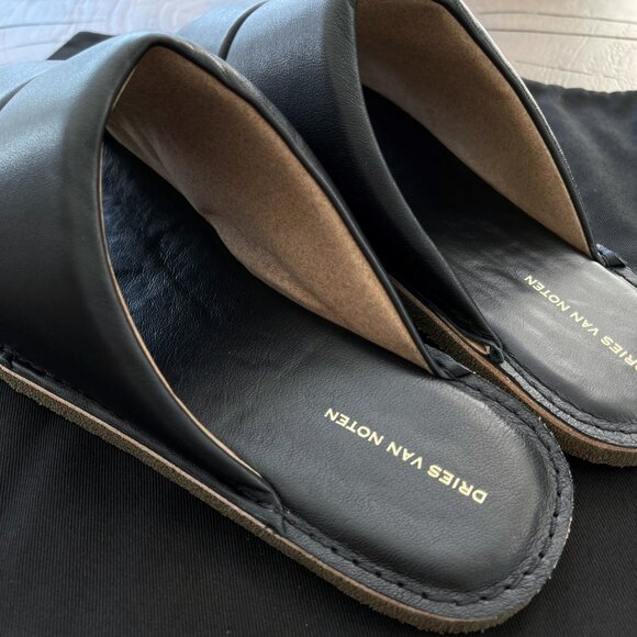 Dries Van Noten - EU41.5 Quilted Grained Leather Flat Slippers Slides SS21 - Picture 7 of 9